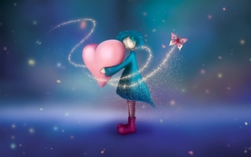 浪漫温馨爱心卡通人物背景