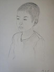 素描 铅笔画 国画  男孩