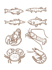 手绘海鲜插画矢量素材