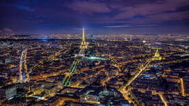 航拍巴黎夜景摄影