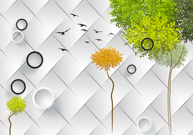 小树电视背景墙