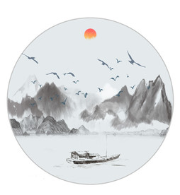 中国风水墨山水设计无框画