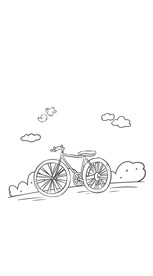 手绘线条风景自行车公园