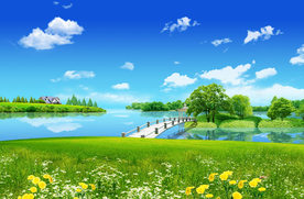 蓝天草地背景
