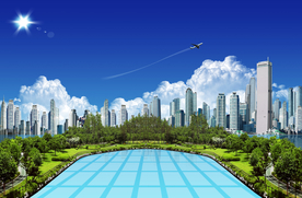 蓝天草地背景