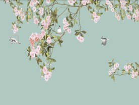 新中式手绘工笔花鸟