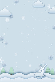 纯白色背景圣诞冬天剪纸风纯白雪
