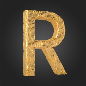 金属质感立体字母R
