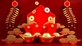 淘宝天猫3d立体金元宝背景素材