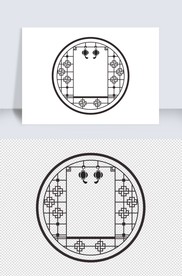 创意矢量中式花纹黑色边框