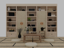 中式茶室装饰柜榻榻米模型