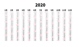 2020年竖排日历条