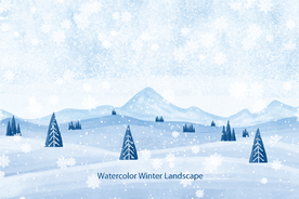 冬季雪景插画图案