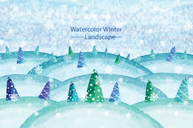 冬季雪景插画图案