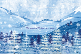 冬季雪景插画图案