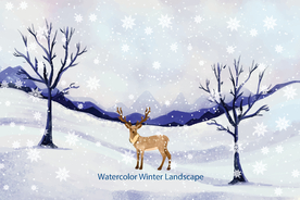 冬季雪景插画图案