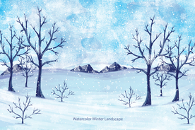 冬季雪景插画图案