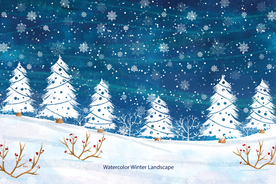 冬季雪景插画图案