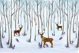 冬季雪景插画图案