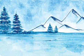 冬季雪景插画图案