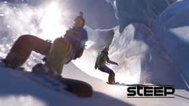 彩色插画滑雪运动风景