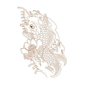 白描鱼线稿图片