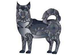 渐变灰插画狼复古图腾