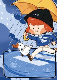 女孩与天鹅在马路上