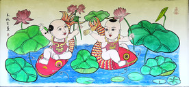 墙绘稿-梁平非遗木板年画
