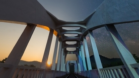 大桥建筑夜景星空风景