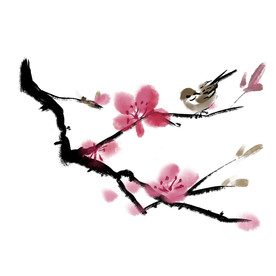 水墨桃花