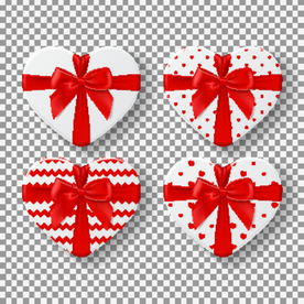 红色蝴蝶结心形礼品盒