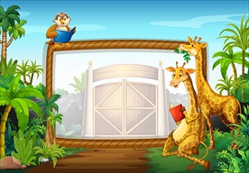 卡通动物和文本框