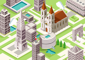 立体创意城市建筑物图案