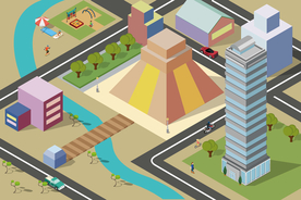 立体创意城市建筑物图案