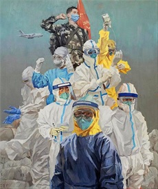武汉加油抗击疫情油画