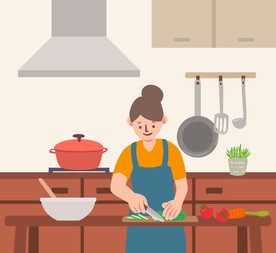 烹饪 厨房 做饭 女子 母亲