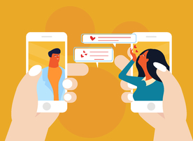 创意手机聊天的男女