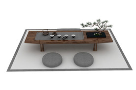禅意泡茶桌垫3d模型