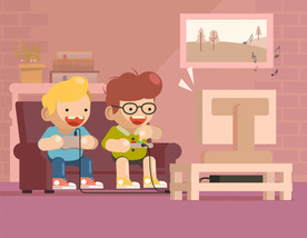 客厅 打游戏小孩