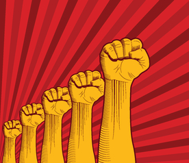 拳头举拳手奋斗加油努力卡通素材