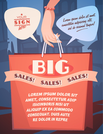 拎着购物袋女士手卡通素材