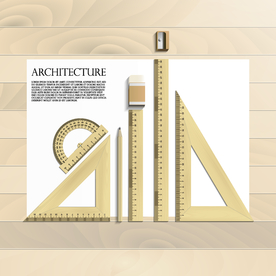 测量工具格尺橡皮卷笔刀卡通设计