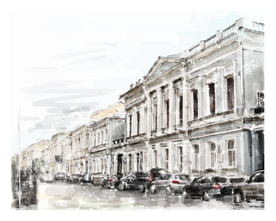 外国建筑素描风格唯美房子