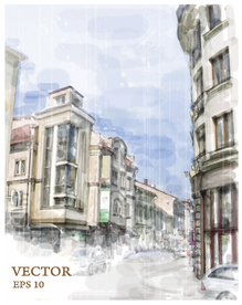 房子楼地标建筑背景设计