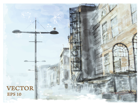 城市风景美景街道素材背景插图