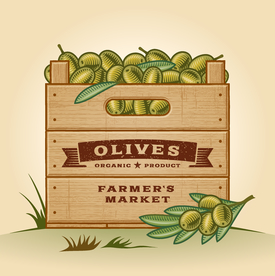 箱子里的水果绿色健康复古素材