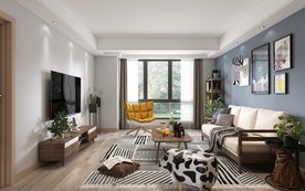 北欧 客厅餐厅 渲染图 三维