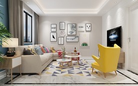 北欧 客厅餐厅 渲染图 三维