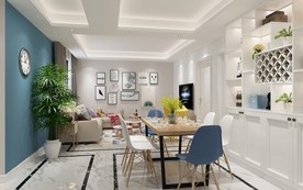 北欧 客厅餐厅 渲染图 三维